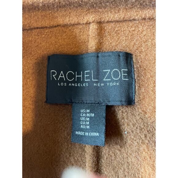 Rachel Zoe Wool Blend Coat Brown Belted Pockets Sz M Outdoor Winter Warm - Picture 2 of 12